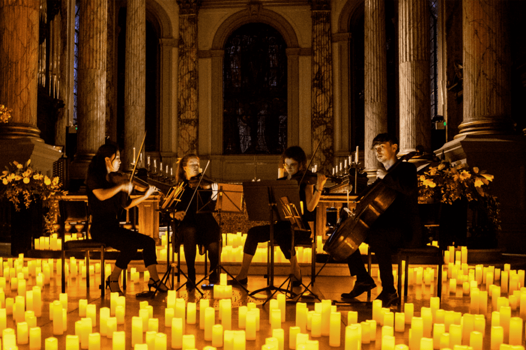 A string quartet performs in Birmingham Cathedral