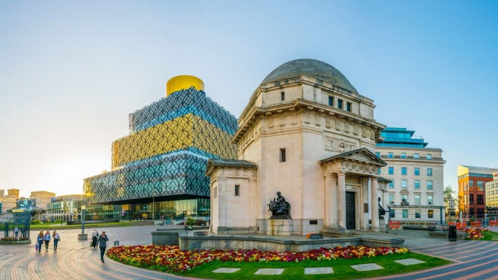 Hall of Memory, Library of Birmingham and Baskerville house, England