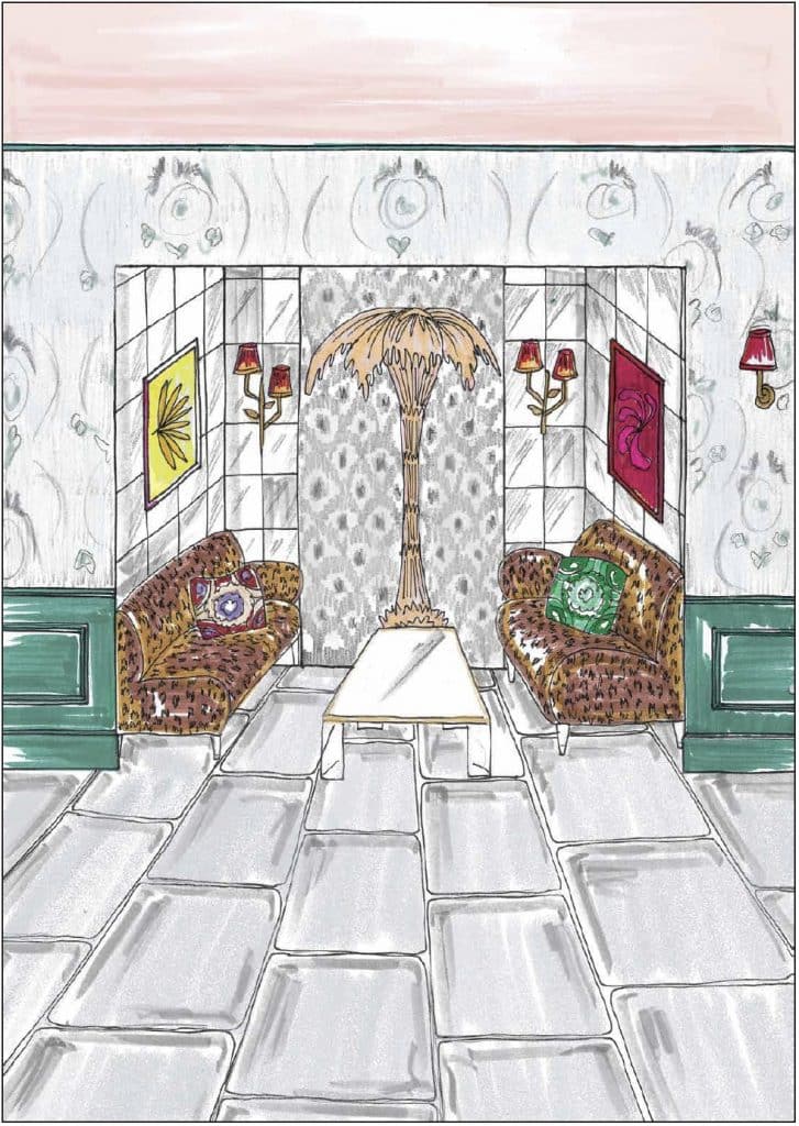 Drawing of sitting area in in the new Cocktail Club 