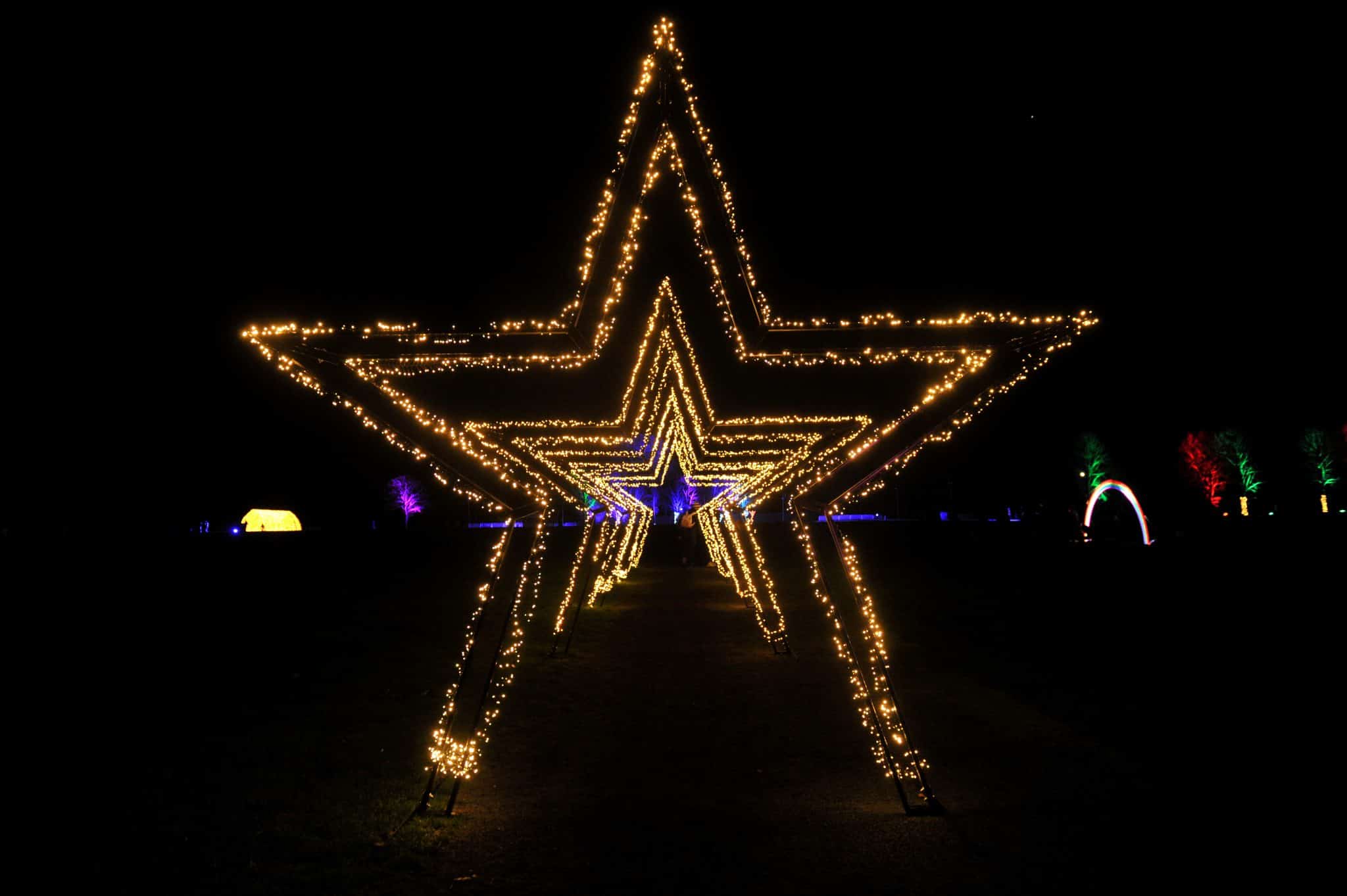 Christmas lights in the shape of a star near Birmingham