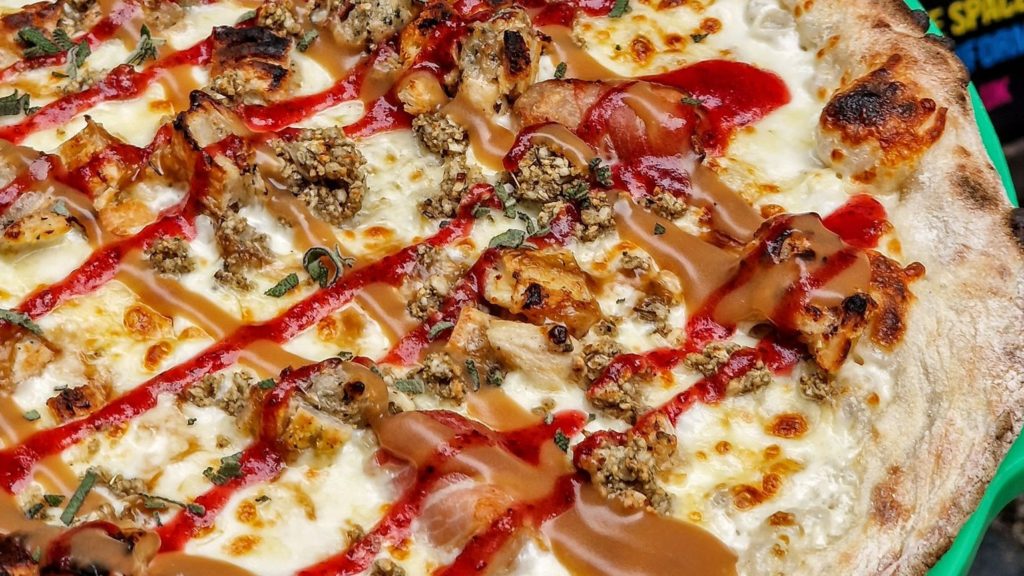 A festive food Christmas pizza from Crazy Pedro's in Birmingham