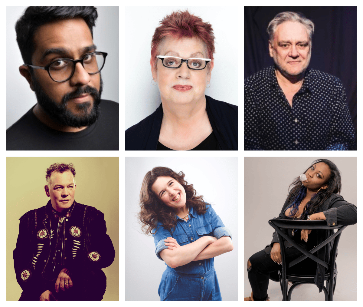 A collage of comedians joining the Leicester Comedy Festival as patrons