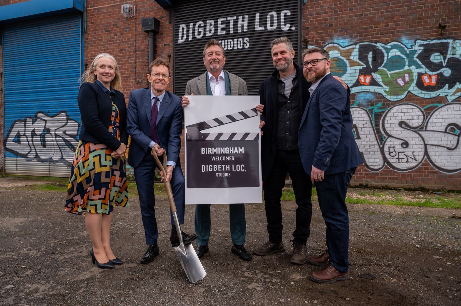 Steven Knight and team celebrating the announcement of Digbeth Loc Studios