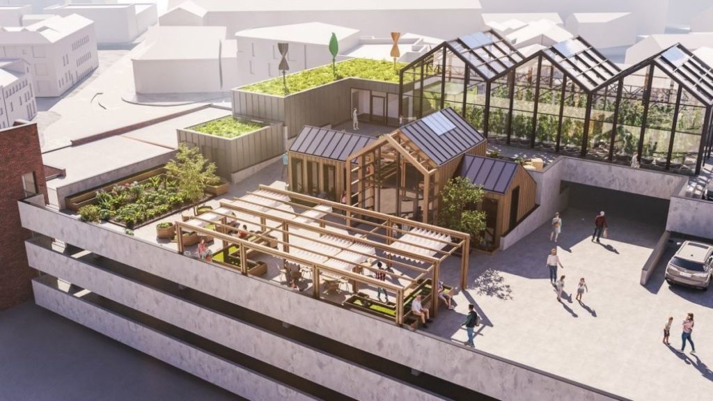 Slow Food Birmingham concept for an urban farm on a rooftop in Jewllery Quarter
