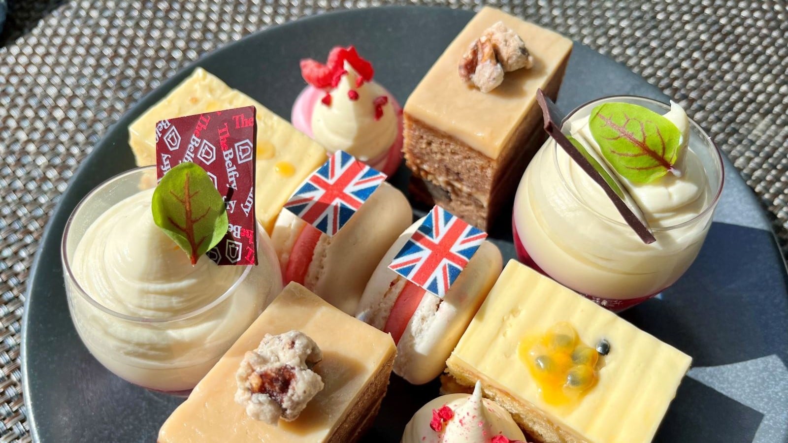 Afternoon tea selection of cakes from the Belfry for the Kin's Coronation near Birmingham