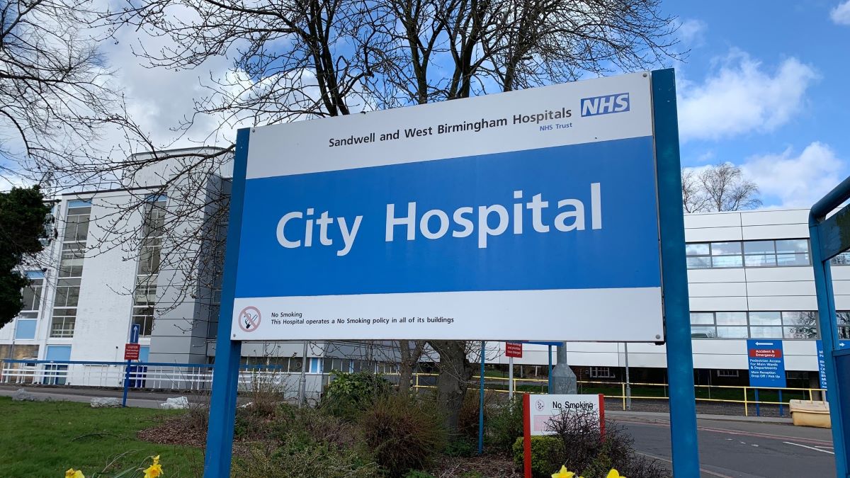 Sign for City Hospital, which many call by the wrong name Dudley Road Hospital