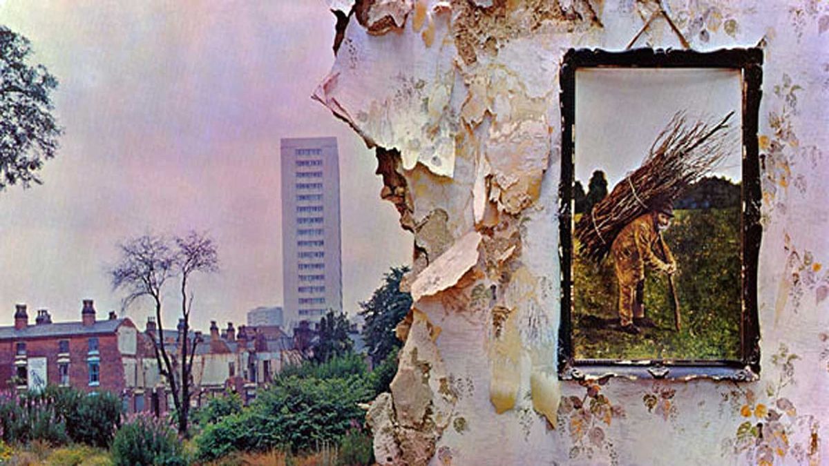 Led Zeppeli IV back cover, featuring Salisbury Tower - a heavy metal spots in Birmingham