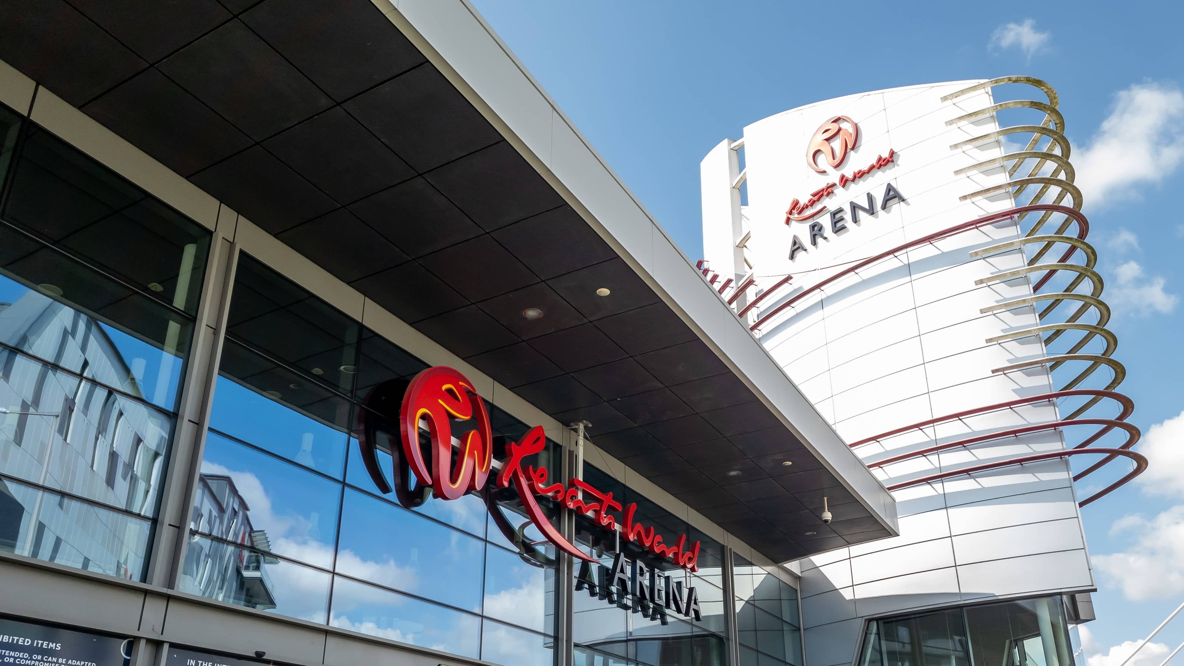 Exterior view of the Resorts World Arena located at the National Exhibition Centre area in Solihull.